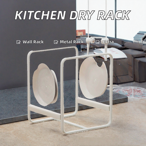Bathroom Dinnerware <b>Draining</b> Plate Bowl Tableware Single Tier Metal Wall Mounted Non-Folding Eco-Friendly Storage <b>Rack</b> - Product Image 2