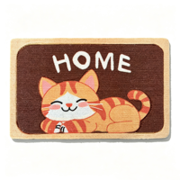 Paillasson tissé motif chat de dessin animé mignon, avec inscription HOME, antidérapant, absorbant, thème animalier, pour décoration intérieure, entrée de porte.