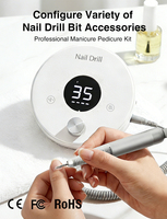 Perceuse à ongles professionnelle portable rechargeable personnalisable, 35000 tr/min, outil de manucure et pédicure électrique sans fil