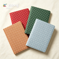 Yalong A6 Vintage Polka Dot Leder Thermobindung Notizbuch Retro Weiße Punkte Hardcover Journal Tagebuch 4 Farben Set YLA5T006