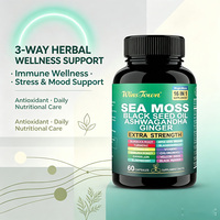 Capsules de mousse marine avec graines noires et Ashwagandha - Bien-être immunitaire, anti-stress et antioxydant, marque privée OEM