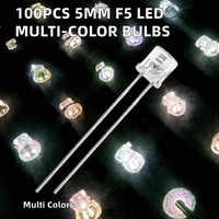 Ampoule LED à tête plate de 5mm, 100 pièces, blanc chaud, rouge, vert, bleu, jaune, 2V/3V, CRI 95, 20000 Lm/W, DIY