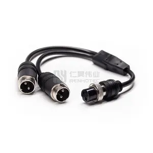 Customized GX16 Connector Cable To DC Power Extension Cable 2 Pin 2 Pole 2P 200mm