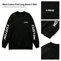 T-shirt à col rond imprimé personnalisé avec logo personnalisable pour hommes et femmes, T-shirt à manches longues de style streetwear ample
