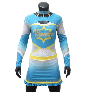 Chaud <span class=keywords><strong>Sexy</strong></span> Bretelles À Manches Longues Cheerleading Uniformes Avec Strass Étincelant Cheerleading Costumes - Product Image 1