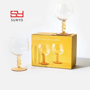 Vaso de <span class=keywords><strong>Gin</strong></span> de Cristal sin Plomo Hecho a Mano, Personalizado, de Alta Calidad, Creativo, con Tallo en Forma de Bola, Color Amarillo y <span class=keywords><strong>Rosa</strong></span>, Vaso Margaret - Product Image 4