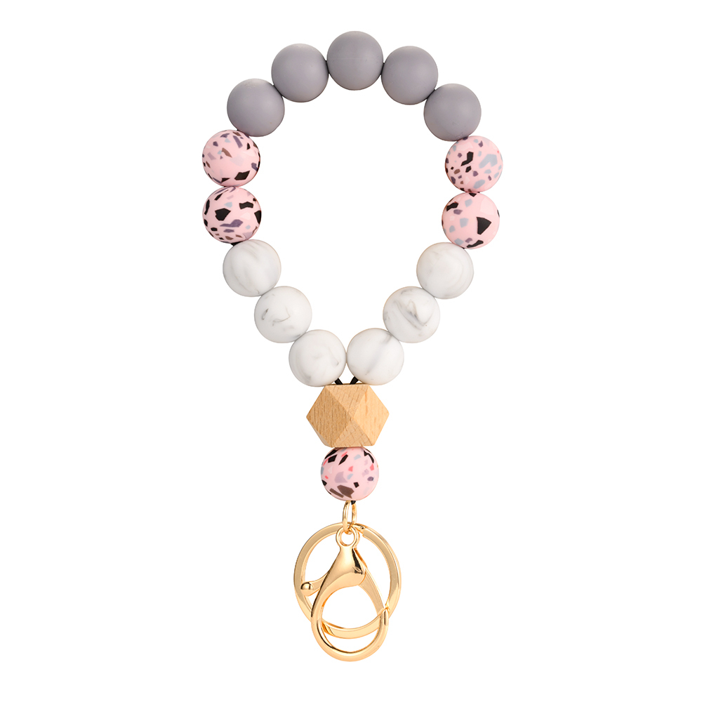 Newest ZICHUAN Handmade Coffee Cup Crochet Solid Color Silicone Bead Bracelet Lanyard Keychain Necklace Image 2