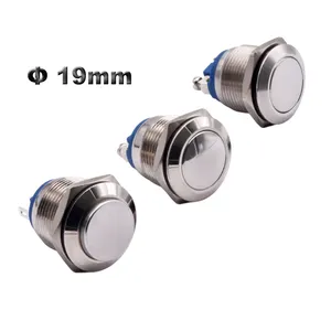 19mm 2pins 12V Momentary On/Off Horn Round Pushbutton Waterproof Stainless Steel Push Button Switch Vandal Proof For Vehicle
