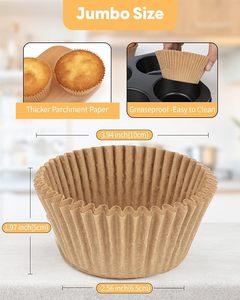100pcs Jumbo Cupcake Liners for Baking Natural Jumbo Muffin Liners Unbleached <b>Greaseproof</b> Parchment <b>Paper</b> - Product Image 3