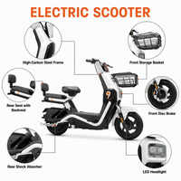 Le vélo électrique à moteur silencieux de 500 watts, de conception récente, est disponible en plusieurs couleurs avec un cadre en acier.