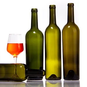 Özelleştirilmiş şekil 750Ml şampanya büyük göbek ambalaj cam şarap şişesi camı şarap şişeleri