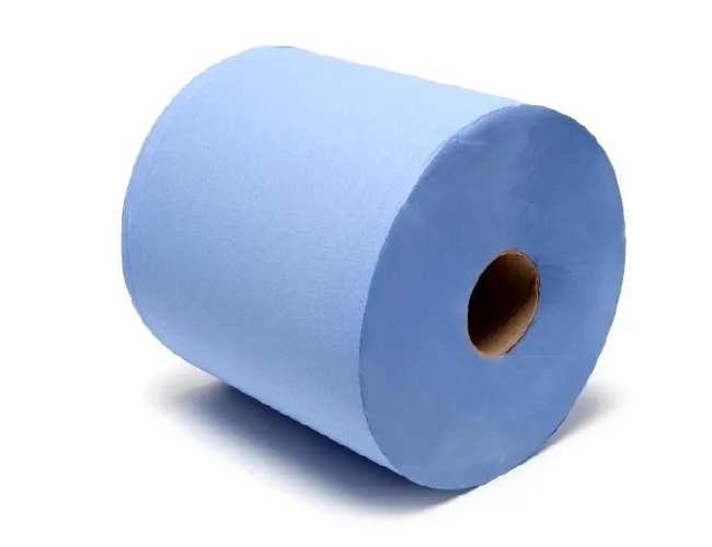 Yüksek kaliteli renkli ticari endüstriyel kağıt havlu mavi rulo geri dönüşümlü 2ply mavi el kağıt havlu ruloları
