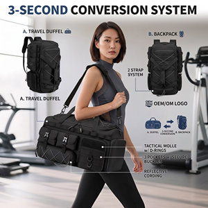 กระเป๋าเป้สะพายหลังแบบ 3-in-1 ขนาด 36-55 ลิตร ผลิตตามสั่ง (OEM) ทำจากโพลีเอสเตอร์ความหนาแน่นสูง กันน้ำ ใช้ได้ทั้งแบบเป้และกระเป๋าเดินทาง สำหรับกีฬาและการเดินทาง พร้อมระบบ Molle - Product Image 1
