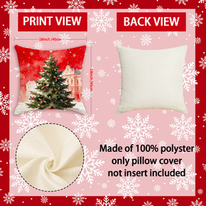 Christmas Linen Printed Santa Claus European Style Zipper Closure Cushion <b>Pillowcase</b> for Living Room Holiday - Product Image 3