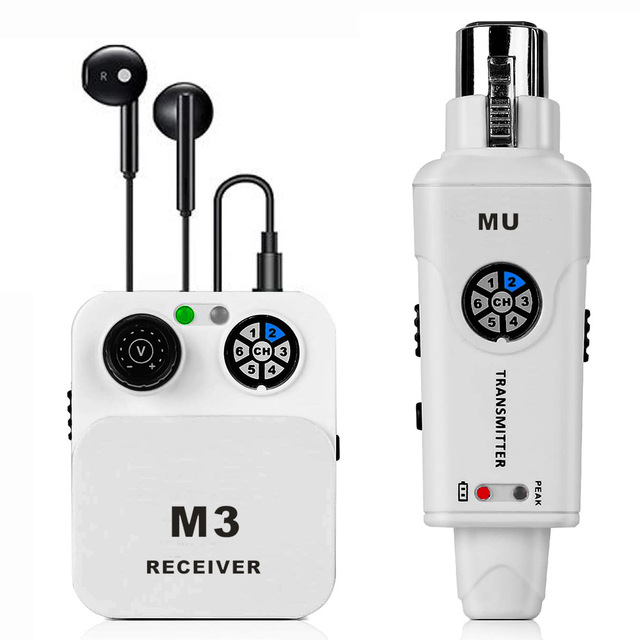 2.4GHz Wireless In-Ear Monitor System White Stereo Mono Selectable IEM System 6 Channels for Band Rehearsal Live Performance