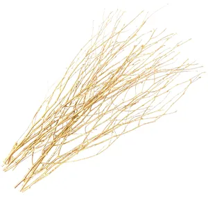 Natural decorative birch stem twig branches with metallic glitter of painting gold silver white 120 cm