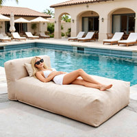 Fauteuil de relaxation d'extérieur moderne en forme de L – Canapé de sol confortable avec rembourrage en mousse déchiquetée, housse amovible et résistante aux éclaboussures avec fermeture éclair