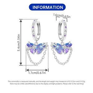 Des boucles d'oreilles simples en forme de papillon violet, parfaites comme cadeau pour la Saint-Valentin, un anniversaire ou un anniversaire de mariage pour une fille. - Product Image 2