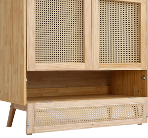 Armadio in Rattan a due porte con 1 vano portaoggetti, adatto per camere da letto o camere per bambini. - Product Image 6