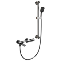 Ensemble de douche en aluminium haute pression avec douchette à main eau chaude et froide et bec de baignoire mural, vente en gros usine