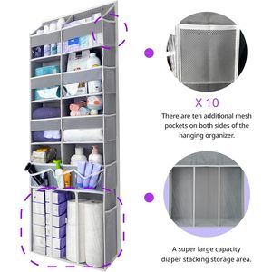 Organizador para colgar sobre la puerta, 8 compartimentos, almacenamiento colgante gris para ropa detrás de puertas y en paredes - Product Image 4