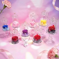 Roses réelles préservées sous cloche en verre, figurine d'ange, fleurs éternelles, coffret cadeau exquis, cadeaux d'anniversaire pour maman, grand-mère, femme