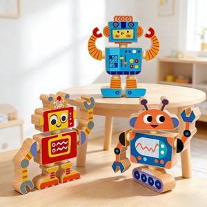 Bloques de construcción de robots de madera para niños, juguete educativo de aprendizaje temprano para armar, de 4 a 14 años - Product Image 2