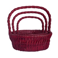 Panier de rangement vintage en osier avec poignée |   Panier à fleurs rustique fait main pour l'organisation de la maison, idéal pour les mariages et l'emballage de cadeaux