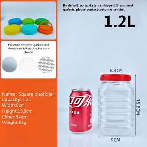 Tarro Cuadrado Transparente <span class=keywords><strong>de</strong></span> Plástico PET con Tapa <span class=keywords><strong>de</strong></span> Rosca para Almacenamiento <span class=keywords><strong>de</strong></span> Alimentos, Kimchi, Dulces, <span class=keywords><strong>Miel</strong></span>, Azúcar, Aperitivos y Condimentos 1.2L 1.4L 1.5L - Product Image 3