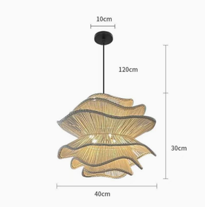 Lampe suspendue en osier tissé naturel écologique Ascial, faite à la main, style bohème, en rotin et bambou, pour restaurant - Product Image 4