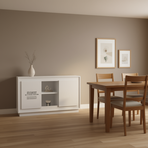 Credenza in Legno Ingegnerizzato Bianco, Dimensioni 40.2 X 13.8 X 23.6 Pollici, Design Moderno e Minimalista con Spazio di Archiviazione - Product Image 2