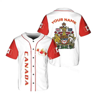 Vente en gros à bas prix Drapeau du Canada personnalisé Feuille d'érable canadienne fait maillot de baseball respirant Chemises de baseball pour hommes à vendre