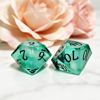 Lot de 7 dés en résine à bords tranchants, vert menthe transparent, polyédriques, pour jeux de rôle de table DND RPG
