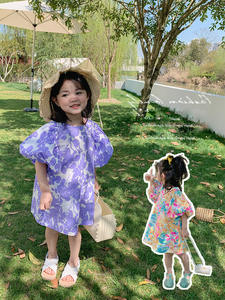 Vêtements pour enfants de 2 à 6 ans, nouvelle robe à manches bouffantes à fleurs pour filles, robe de princesse pour filles, 2021 - Product Image 4