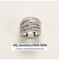 Bague en argent 925 avec moissanite, design exclusif : lignes entrelacées, look superposé et pierres pavées, idéale pour les fêtes et les cadeaux