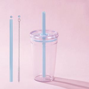 Vaso de Tritán con Tapa y Pajita, Estilo Americano, con Degradado Multicolor, para Café Frío - Product Image 4