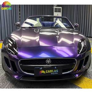 Carlas alta calidad 1,52*17m vinilo fantasma azul/púrpura PVC brillo coche envoltura vinilo pegatina Color PPF envoltura Coche Películas