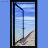 Ventana Abatible de Aluminio Moderna Personalizada Fuson, Aislamiento Térmico, Vidrio Impermeable, Ventana Exterior para Edificios