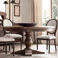 Table à manger en chêne massif de style américain, vintage, six places, pour petits appartements familiaux, meubles d'entrée sur mesure, salle à manger d'hôtel