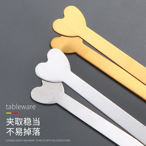 Stainless Steel Food Clips Heart Shape Ice Steak Sugar Cube Barbecue Steamed Bun Clip Thickened Household Kitchen Tool - Product Image 1