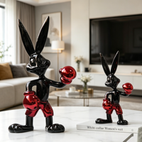Meuble TV Evelyn, accessoires d'intérieur, lapin de boxe en stock, design tendance et nouveau, cadeau animalier pour la décoration de chambre d'enfant