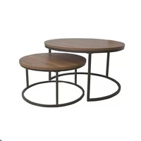 Table basse ronde couleur noyer, table d'appoint moderne de haute qualité pour salon, ensemble de tables à thé en bois