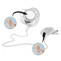 Baby Shower Geschenk Blank Neugeborene Schnuller Clips Strass Bling Baby Schnuller Halter Kette Schnuller Dummy Infant Beiß ringe