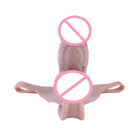 S8043D-PC Skin T-Back Foreskin Penis Pants Soft Hollow Silicone Wearable Realistic Dildo Male Penis Size Enhancement Sleeves 18+