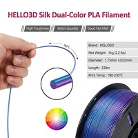 Filament PLA bicolore effet soie Hello3D, double couleur, 1,75 mm pour impression 3D