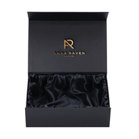 Emballage de luxe personnalisé, boîte-cadeau magnétique noire avec insert en satin, doublure en satin à l'intérieur