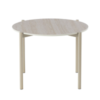 Ensemble de tables basses rondes en carton, design moderne et luxueux, couleur crème nordique, pour salon