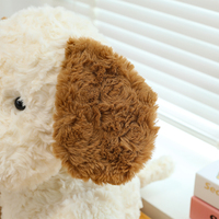 Boneka Anjing Lucu Ramah Kulit, Lembut, Warna Putih Krem, Hadiah Menenangkan untuk Dekorasi Kamar Tidur Anak, Teman Bermain