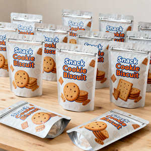 Sac d'emballage alimentaire personnalisé Pochette debout Sac en plastique thermoscellé Ziplock pochette en mylar pour collation biscuit biscuit - Product Image 1