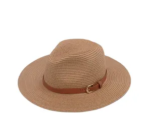 厂家直销夏季巴拿马草帽皮带装饰优质草帽巴拿马帽子